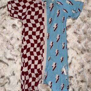 Kids Two-Tone Lightning Zip One-Piece - Blue & Maroon